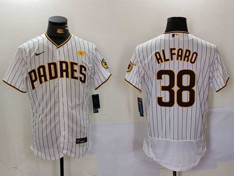 Men%27s San Diego Padres #38 Jorge Alfaro White With PS Patch Stitched Flex Base Jersey